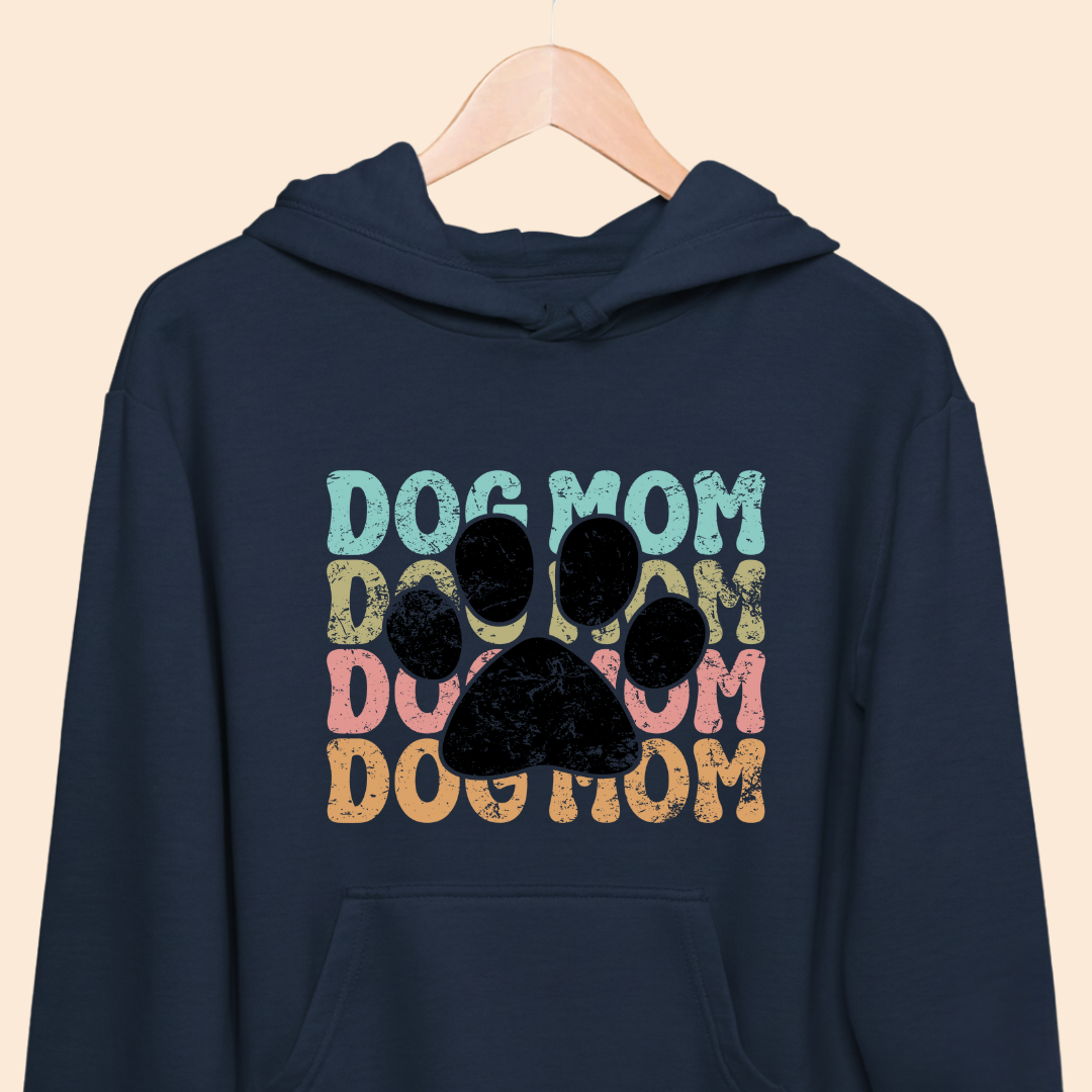 Dog Mom Retro Paw - Premium Unisex  Hoodie for Pet Lovers
