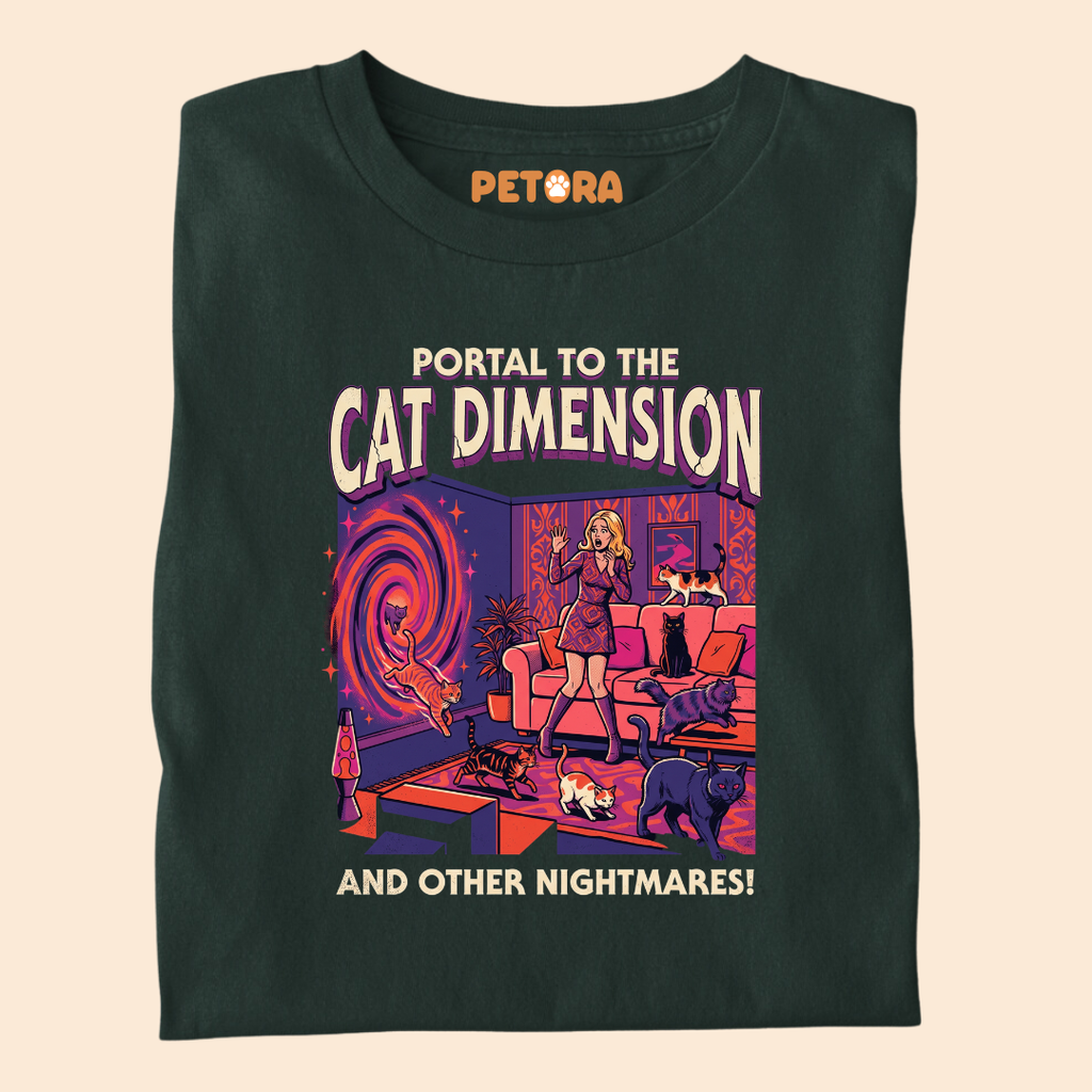 Portal To The Cat Dimension Retro Sci-Fi T-Shirt
