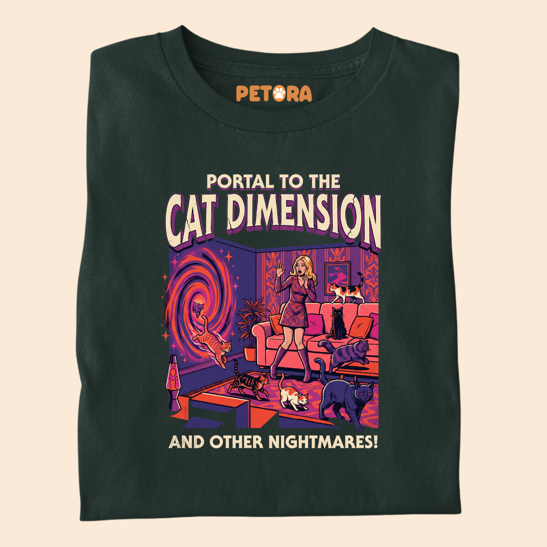 Portal To The Cat Dimension Retro Sci-Fi T-Shirt