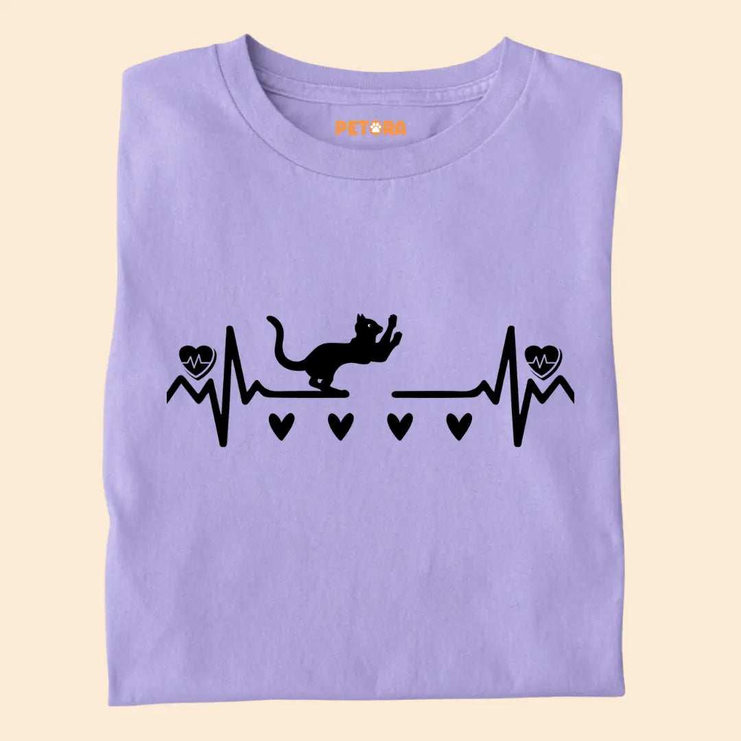 Heartbeat Cat Pulse - Premium Unisex T-Shirt for Cat Lovers