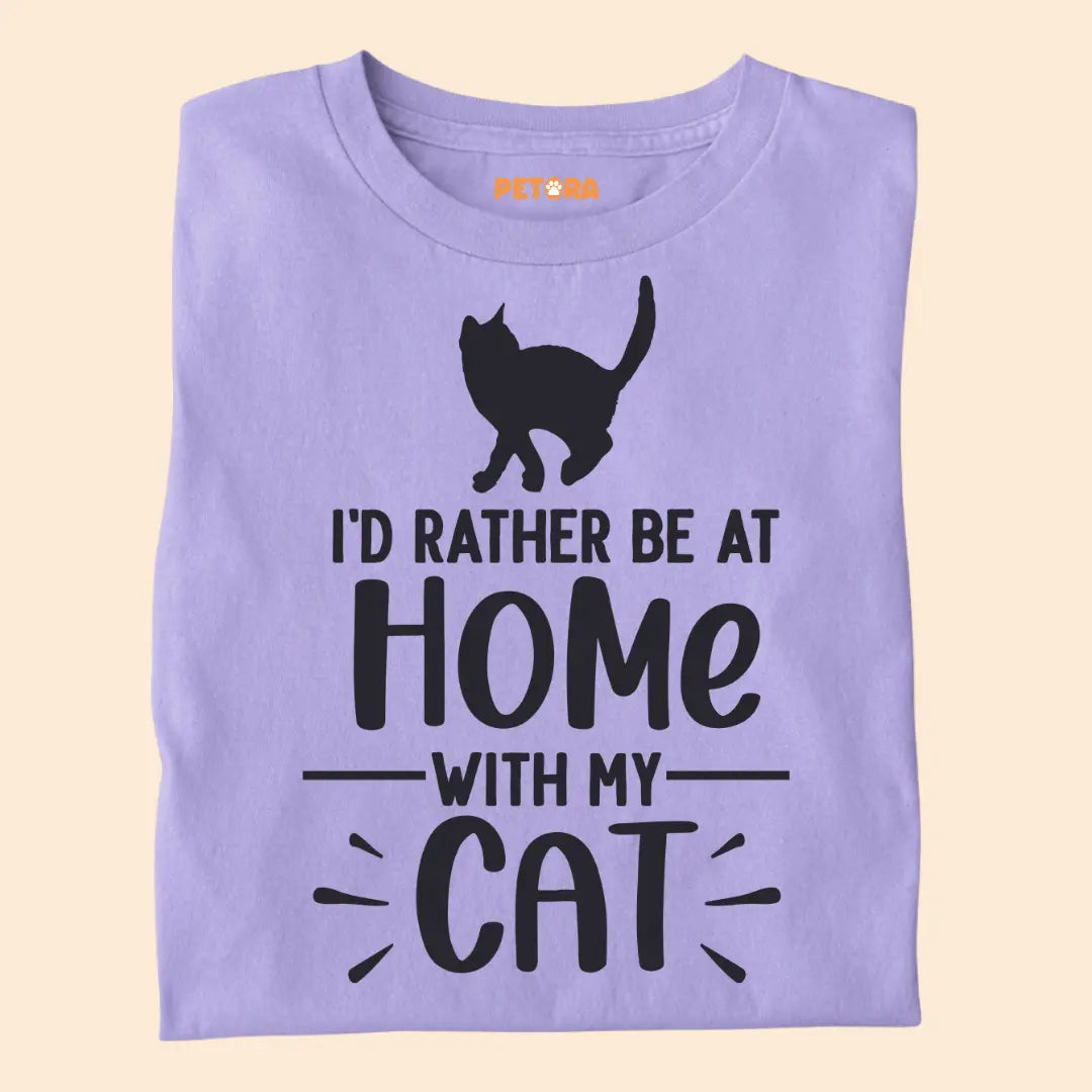 I'd Rather Be at Home With My Cat - Premium Unisex T-shirt for Pet Lovers