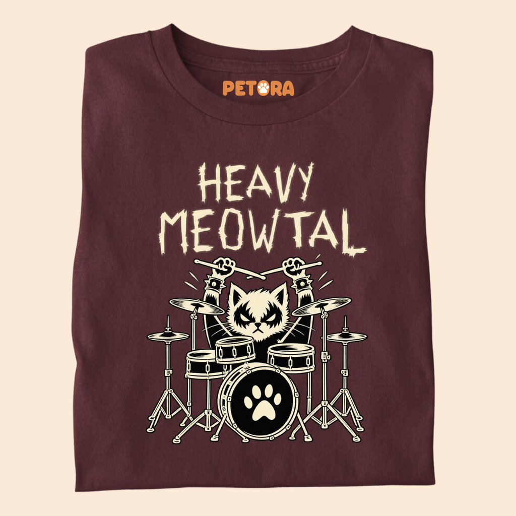 Heavy Meowtal Funny Drummer Cat T-Shirt