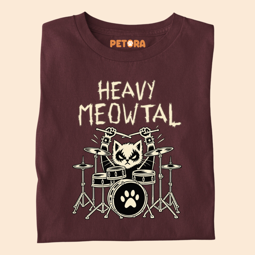 Heavy Meowtal Funny Drummer Cat T-Shirt