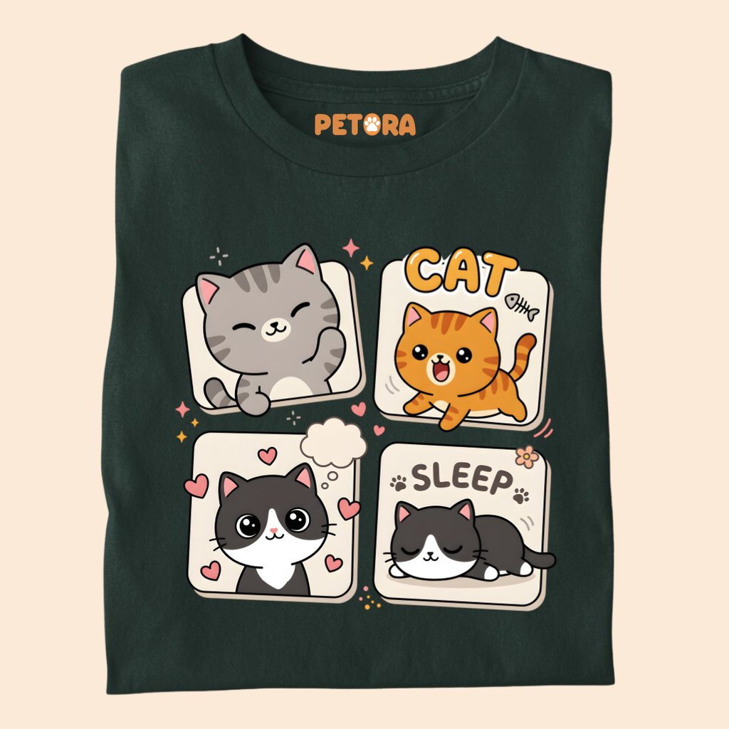 Cute Kawaii Cats Graphic T-Shirt