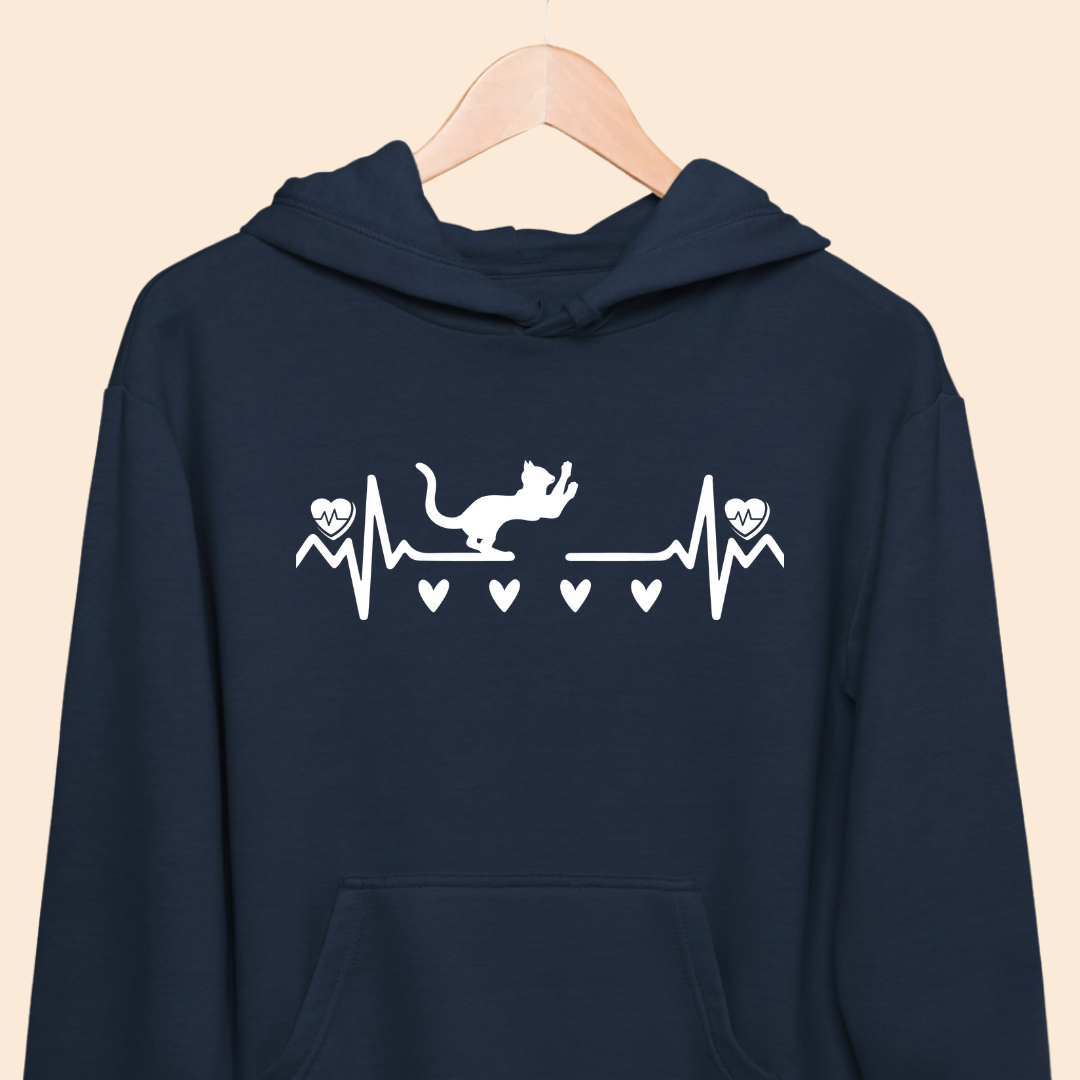 Heartbeat Cat Pulse - Premium Unisex  Hoodie for Cat Lovers