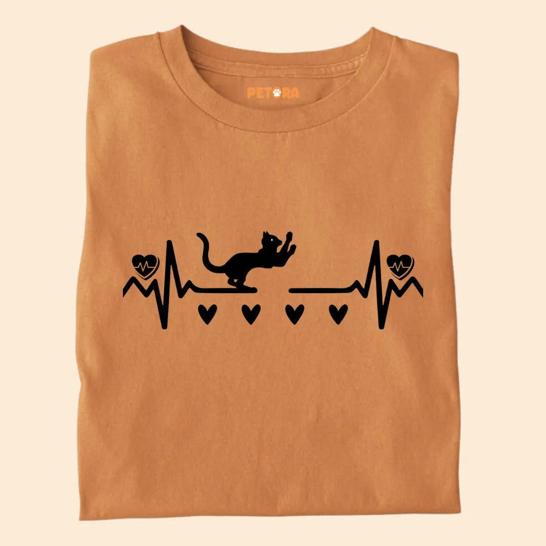 Heartbeat Cat Pulse - Premium Unisex T-Shirt for Cat Lovers
