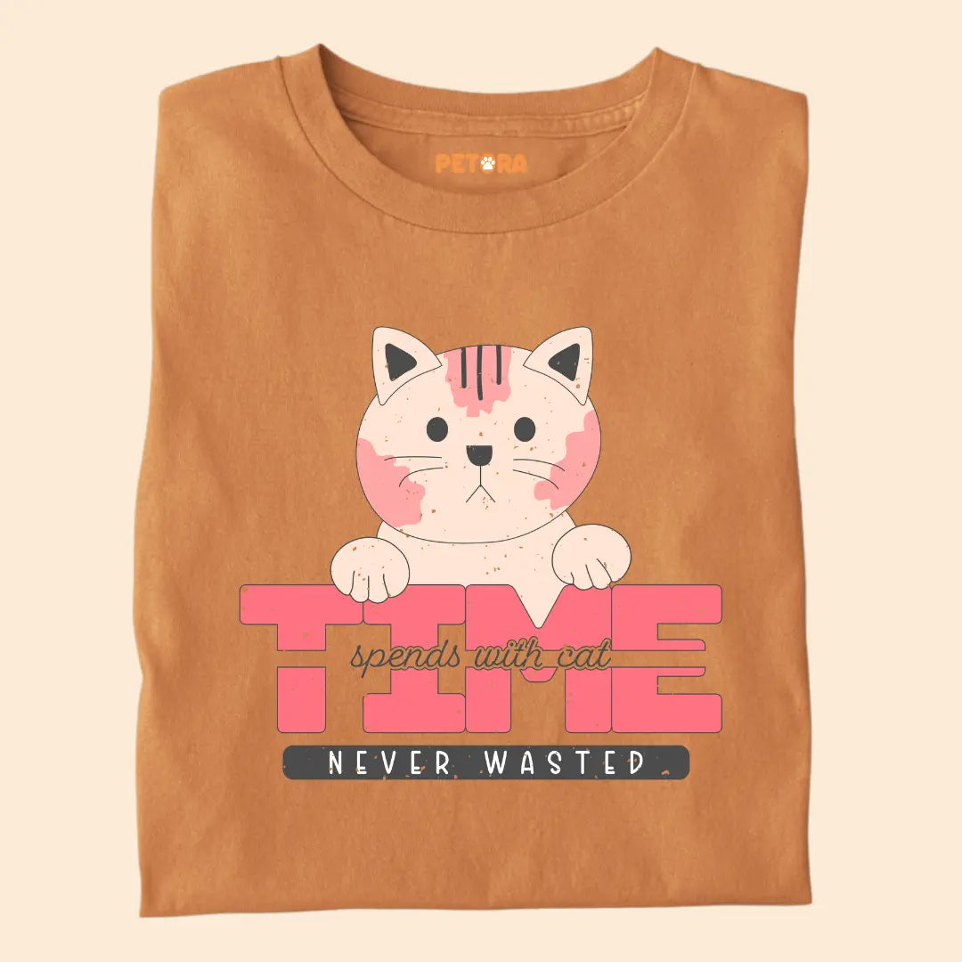 Time Spent With Cat Is Never Wasted - Premium Unisex T-shirt for Pet Lovers