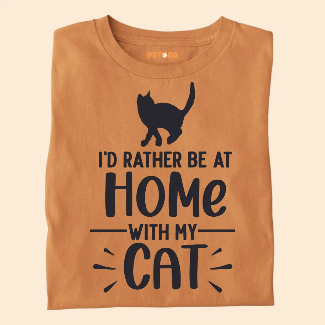 I'd Rather Be at Home With My Cat - Premium Unisex T-shirt for Pet Lovers