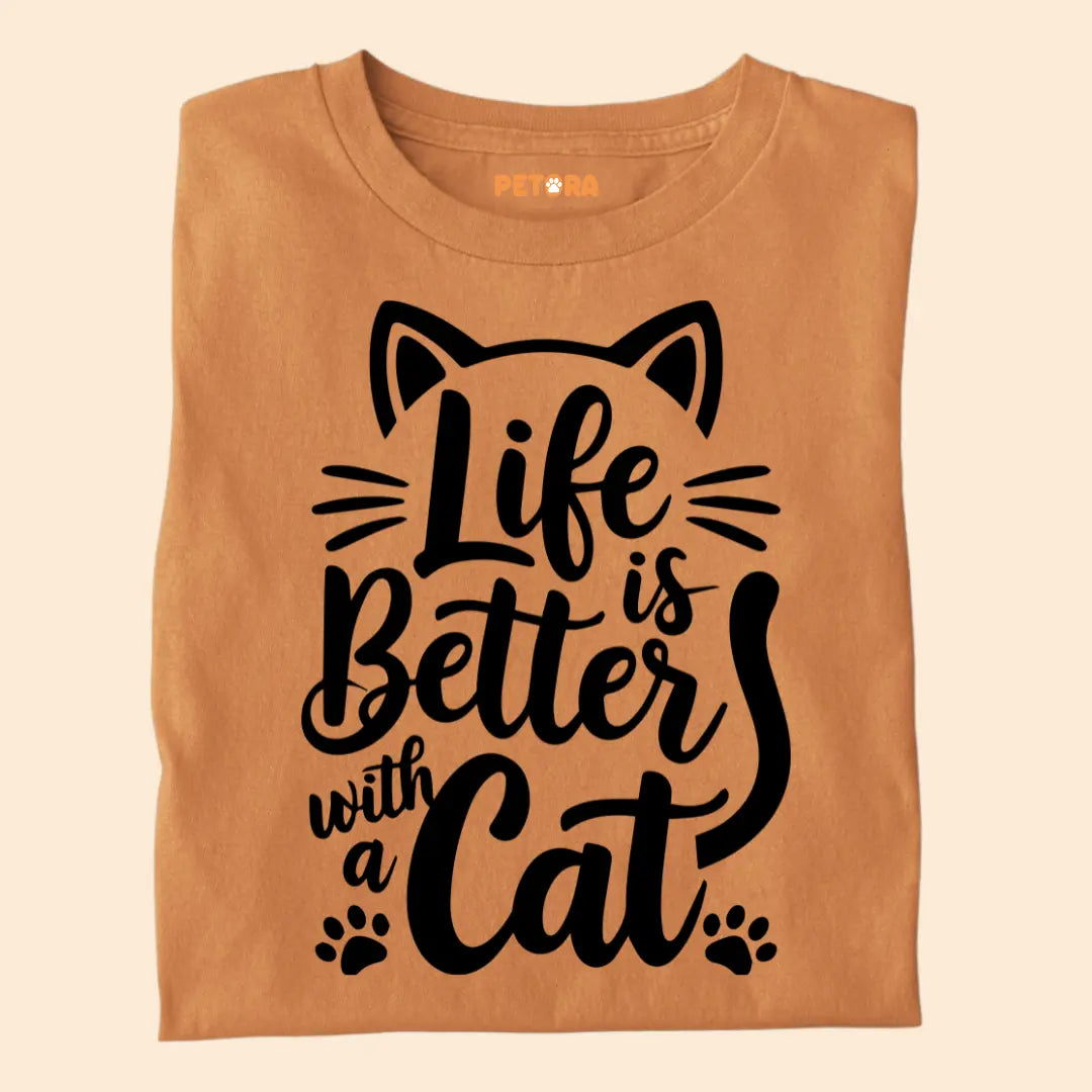 Life is Better with a Cat - Premium Unisex T-shirt for Pet Lovers