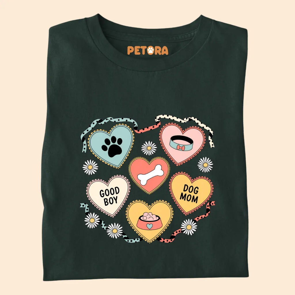 Cute Dog Mom Hearts With a Paw and Bone Premium T-shirt for Pet Lovers
