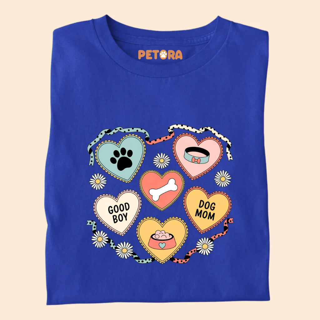 Cute Dog Mom Hearts With a Paw and Bone Premium T-shirt for Pet Lovers