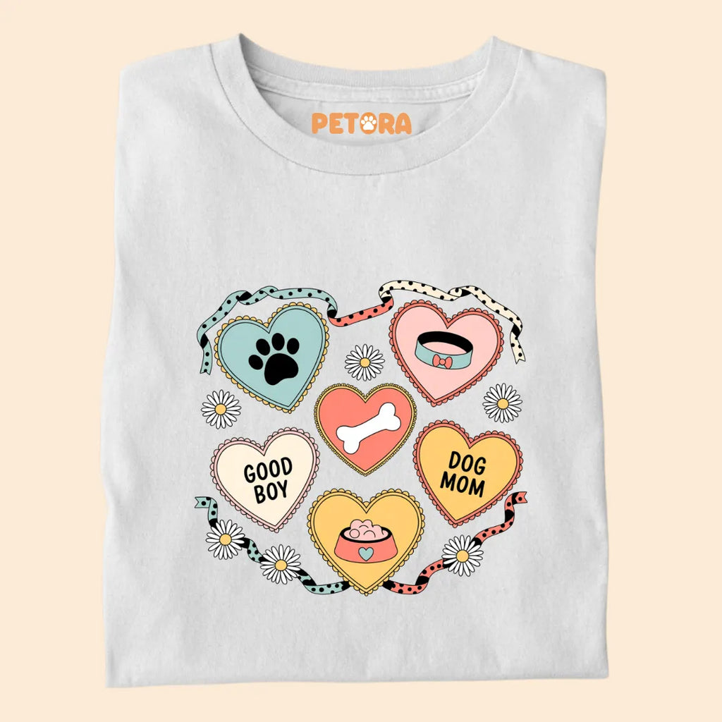 Cute Dog Mom Hearts With a Paw and Bone Premium T-shirt for Pet Lovers