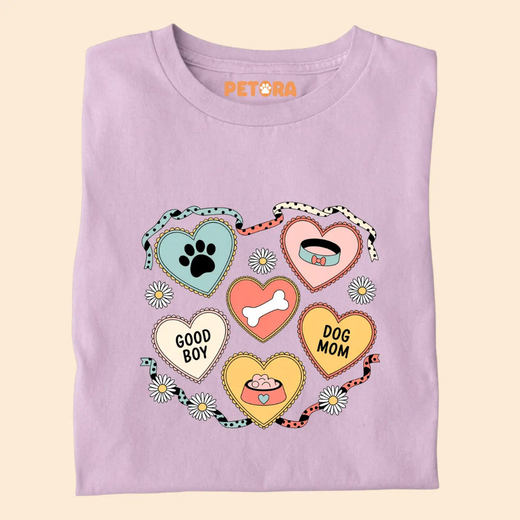 Cute Dog Mom Hearts With a Paw and Bone Premium T-shirt for Pet Lovers