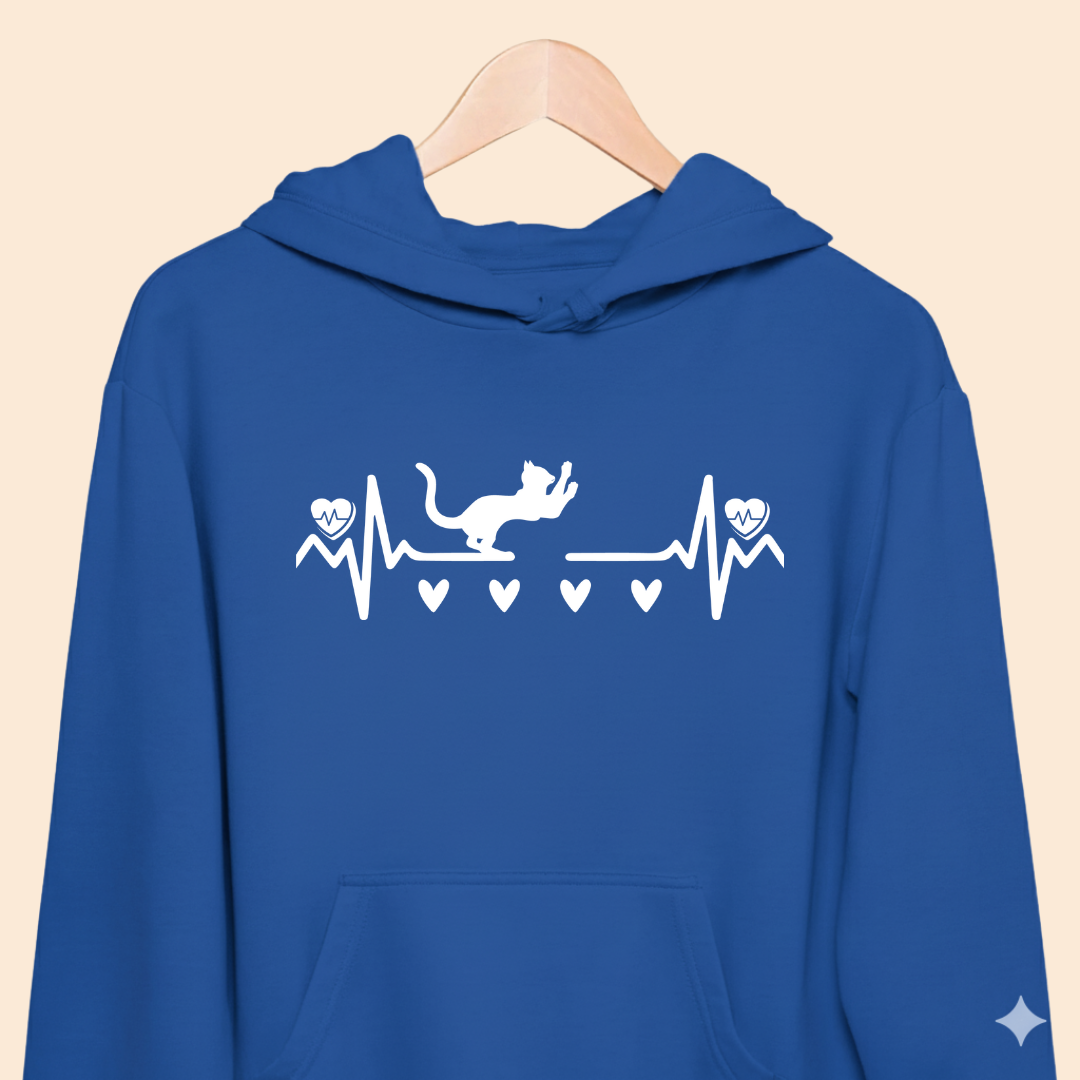Heartbeat Cat Pulse - Premium Unisex  Hoodie for Cat Lovers