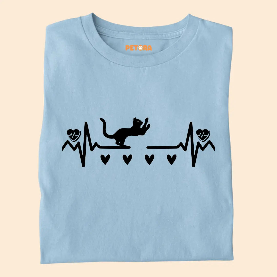 Heartbeat Cat Pulse - Premium Unisex T-Shirt for Cat Lovers