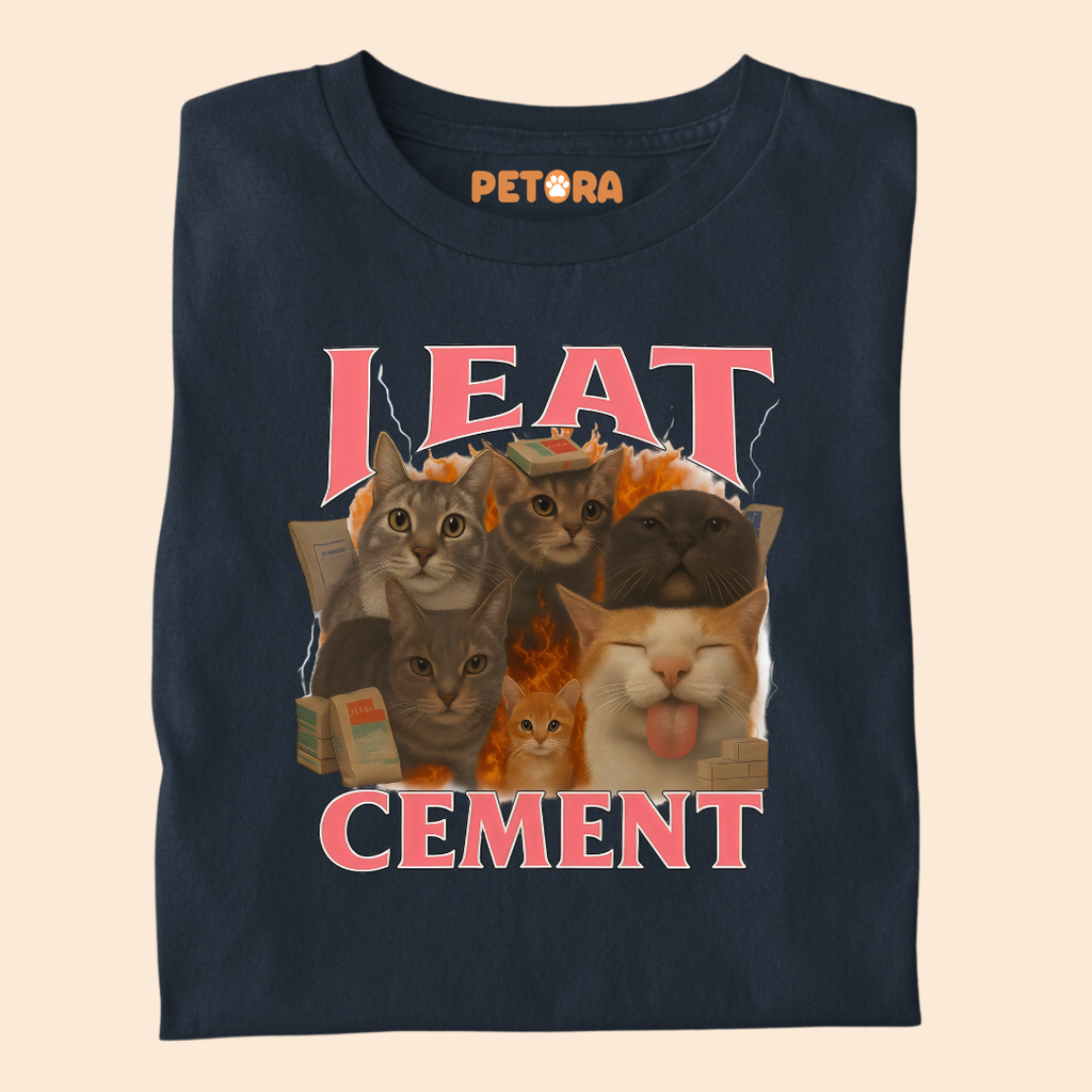 I Eat Cement Cat Meme Premium T-shirt for Pet Lovers