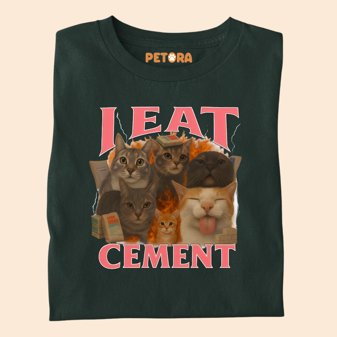 I Eat Cement Cat Meme Premium T-shirt for Pet Lovers