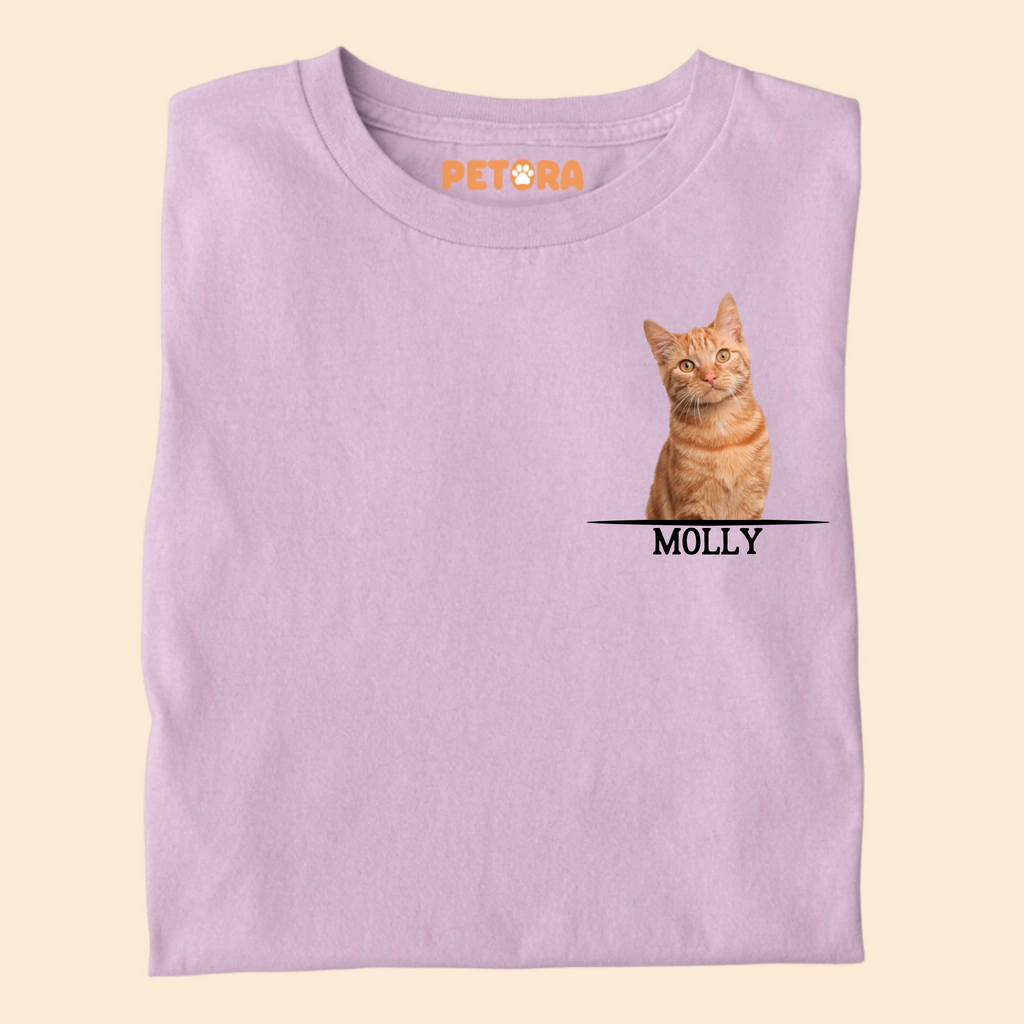 Cat Photo and Name Pocket Personalised Premium T-shirt for Pet Lovers