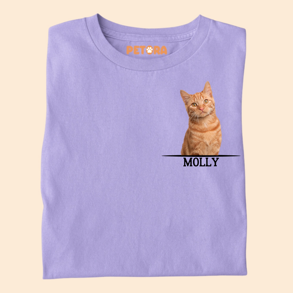 Cat Photo and Name Pocket Personalised Premium T-shirt for Pet Lovers