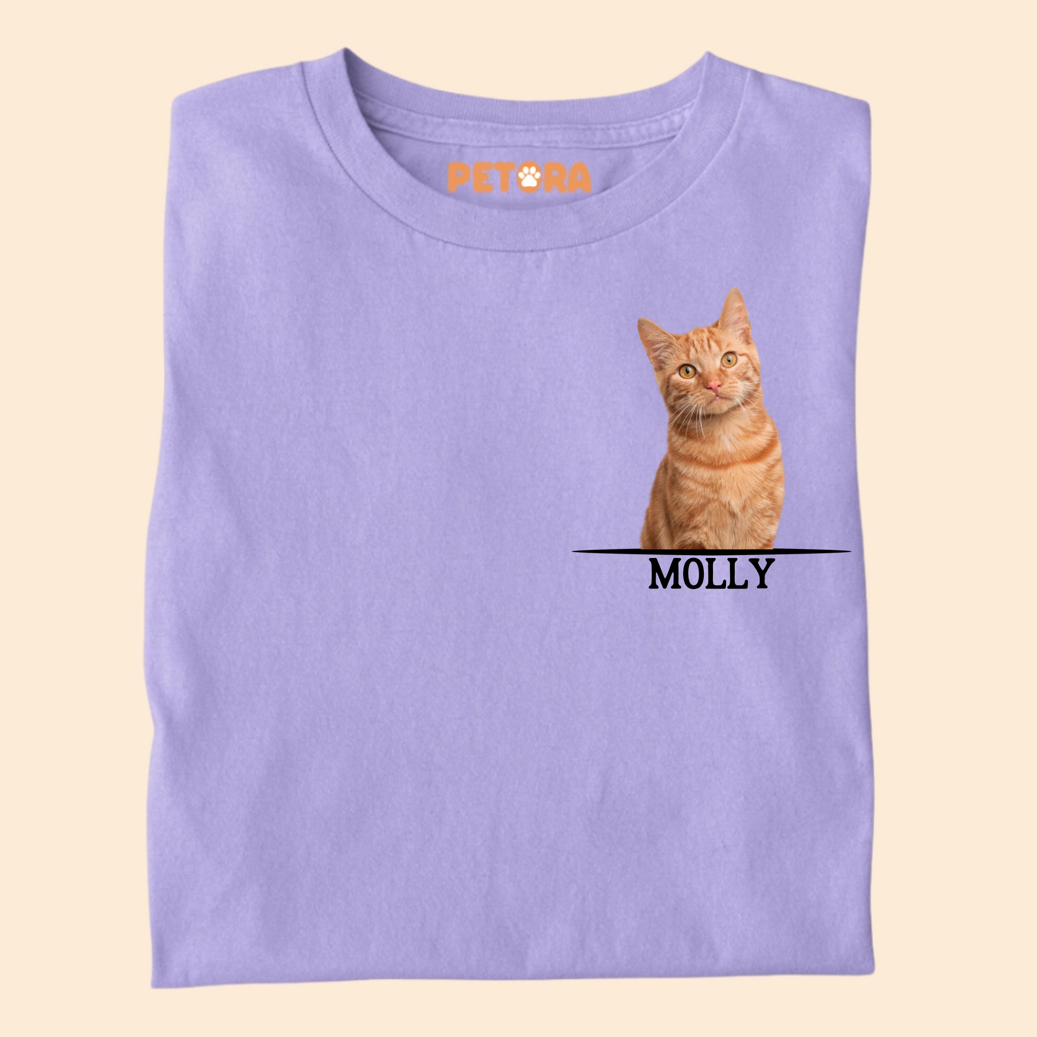 Cat Photo and Name Pocket Personalised Premium T-shirt for Pet Lovers