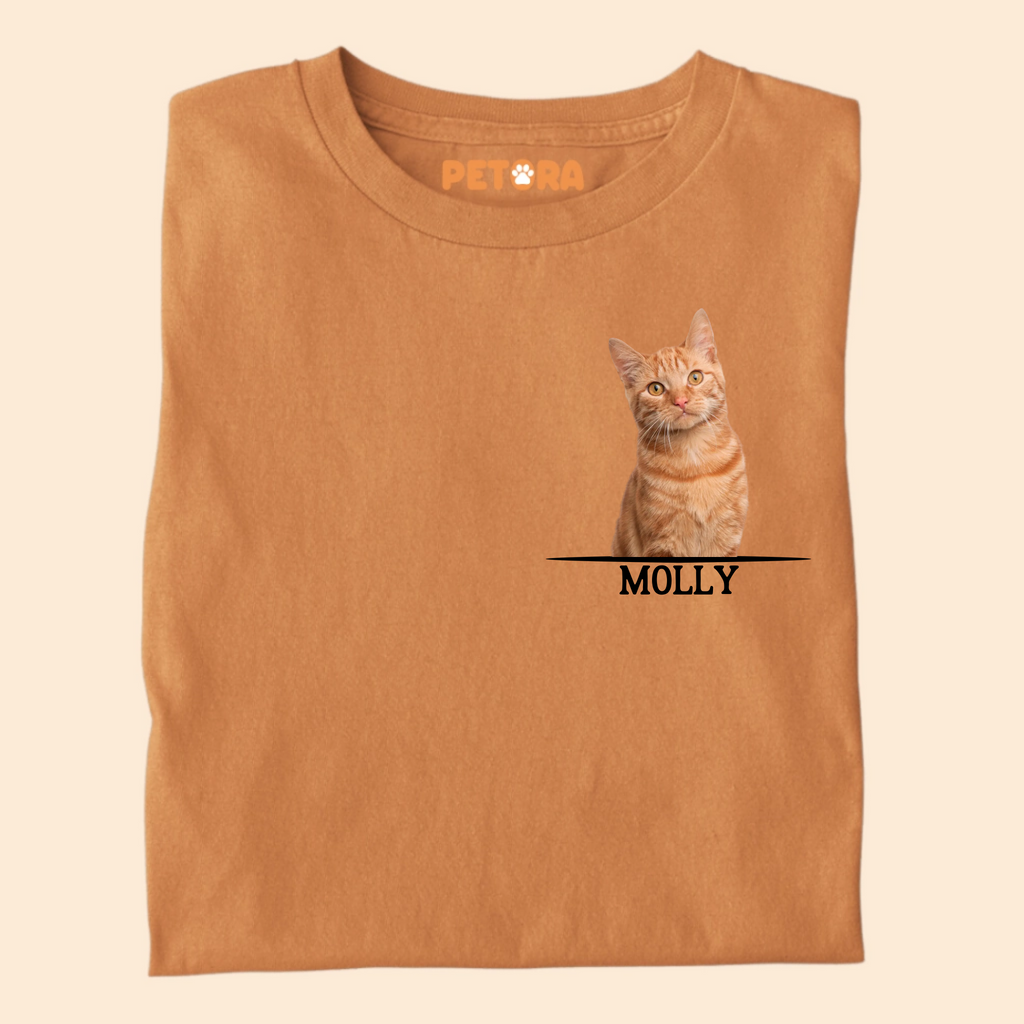 Cat Photo and Name Pocket Personalised Premium T-shirt for Pet Lovers