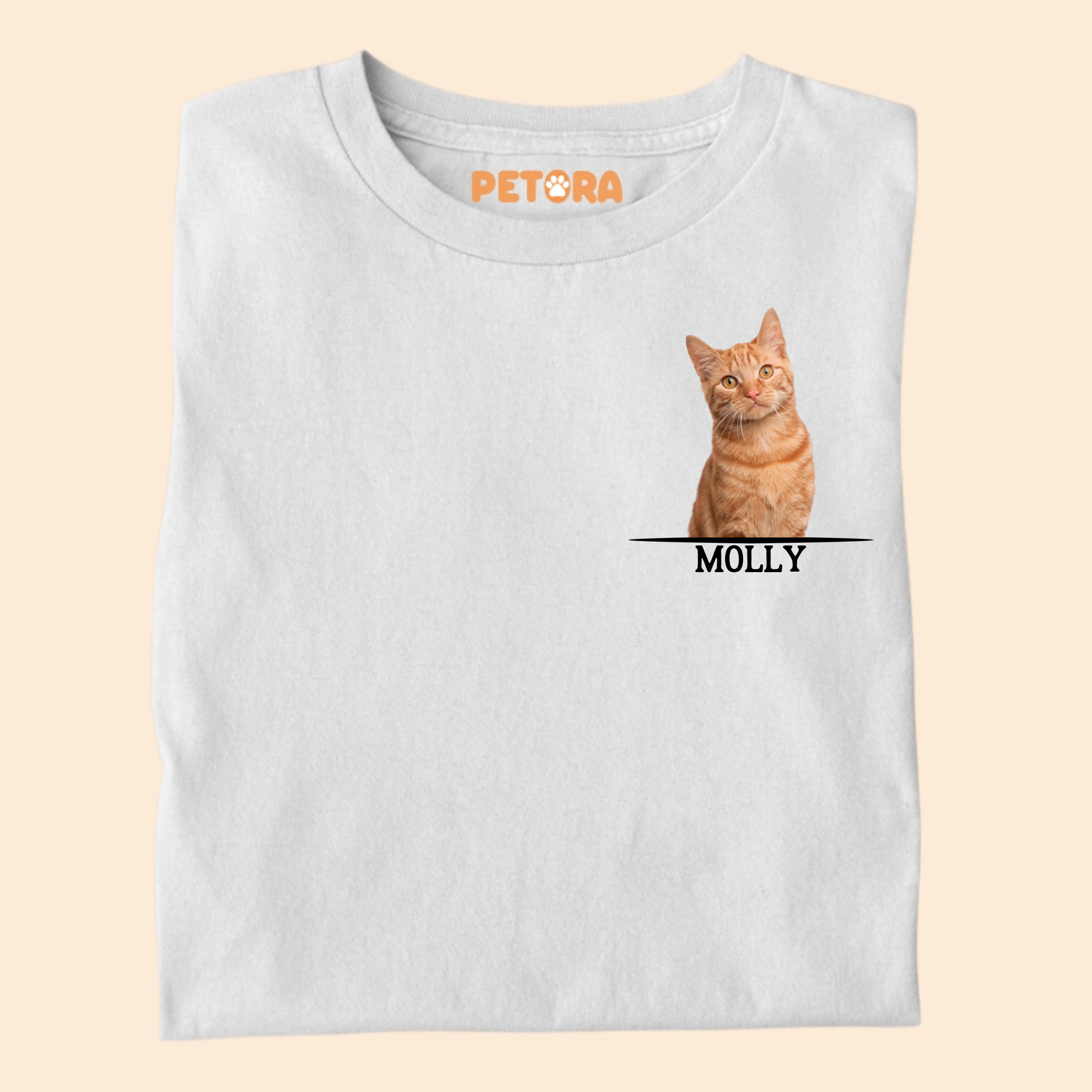 Cat Photo and Name Pocket Personalised Premium T-shirt for Pet Lovers