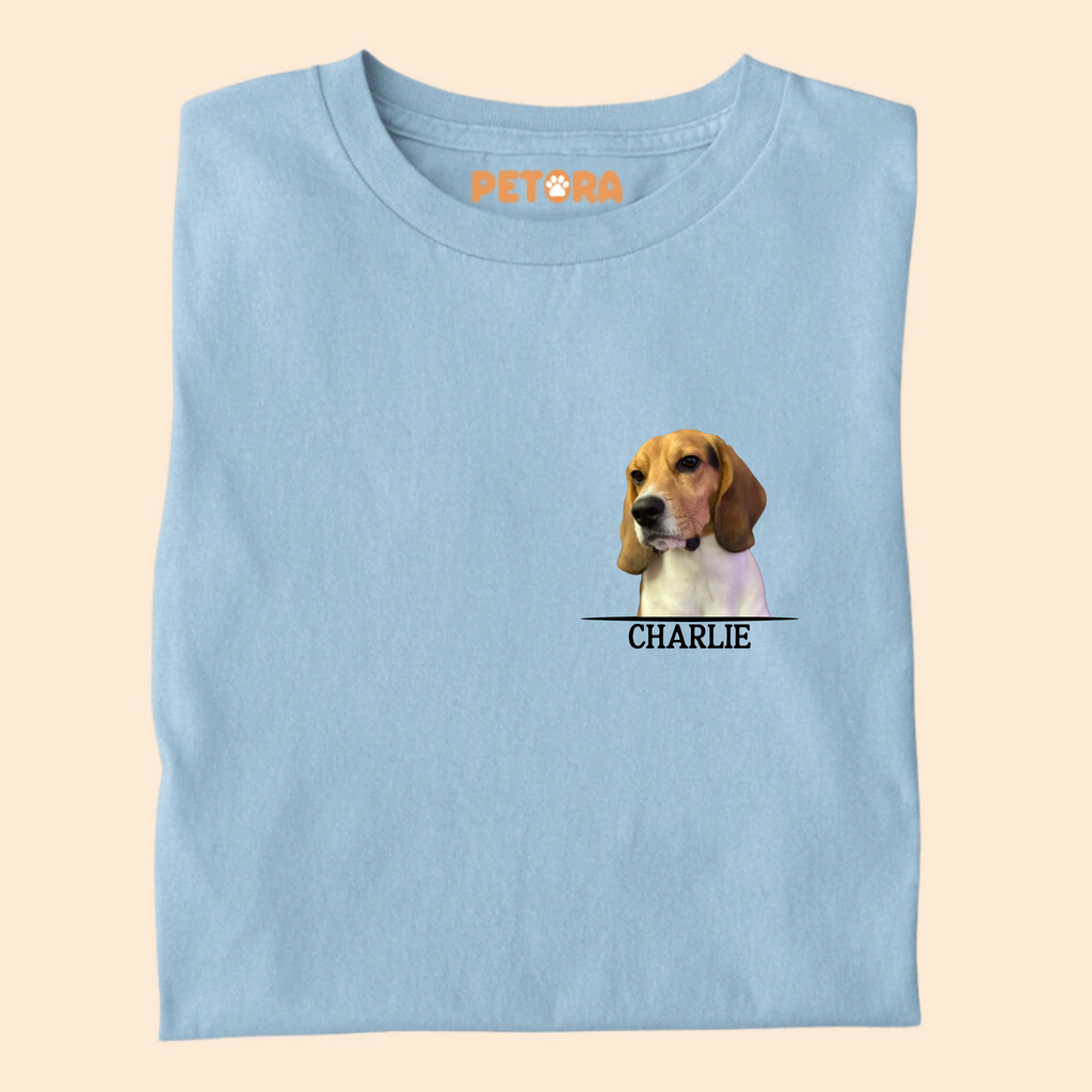 Dog Photo and Name Pocket Personalised Premium T-shirt for Pet Lovers