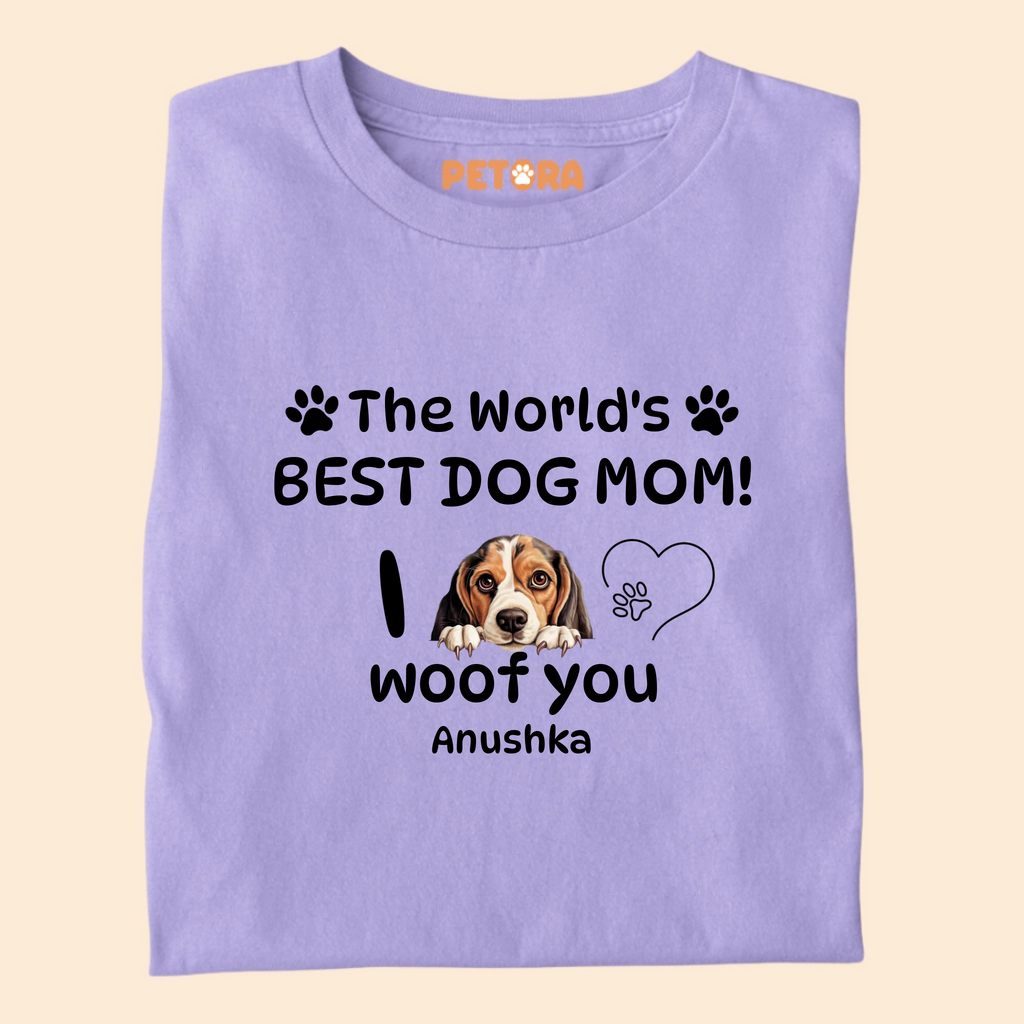 [Personalised] The World Best Dog Mom I woof You