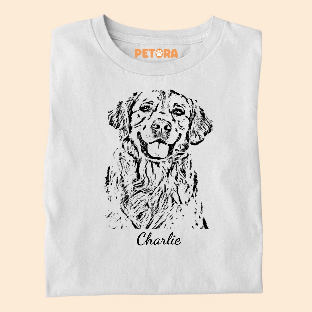 Personalised Sketch Shirt Custom Pet Portrait Tee Premium T-shirt for Pet Lovers