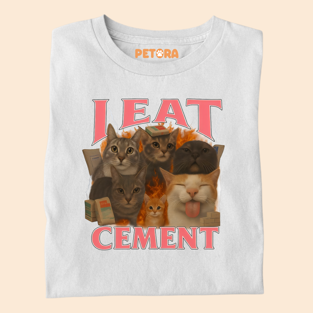 I Eat Cement Cat Meme Premium T-shirt for Pet Lovers