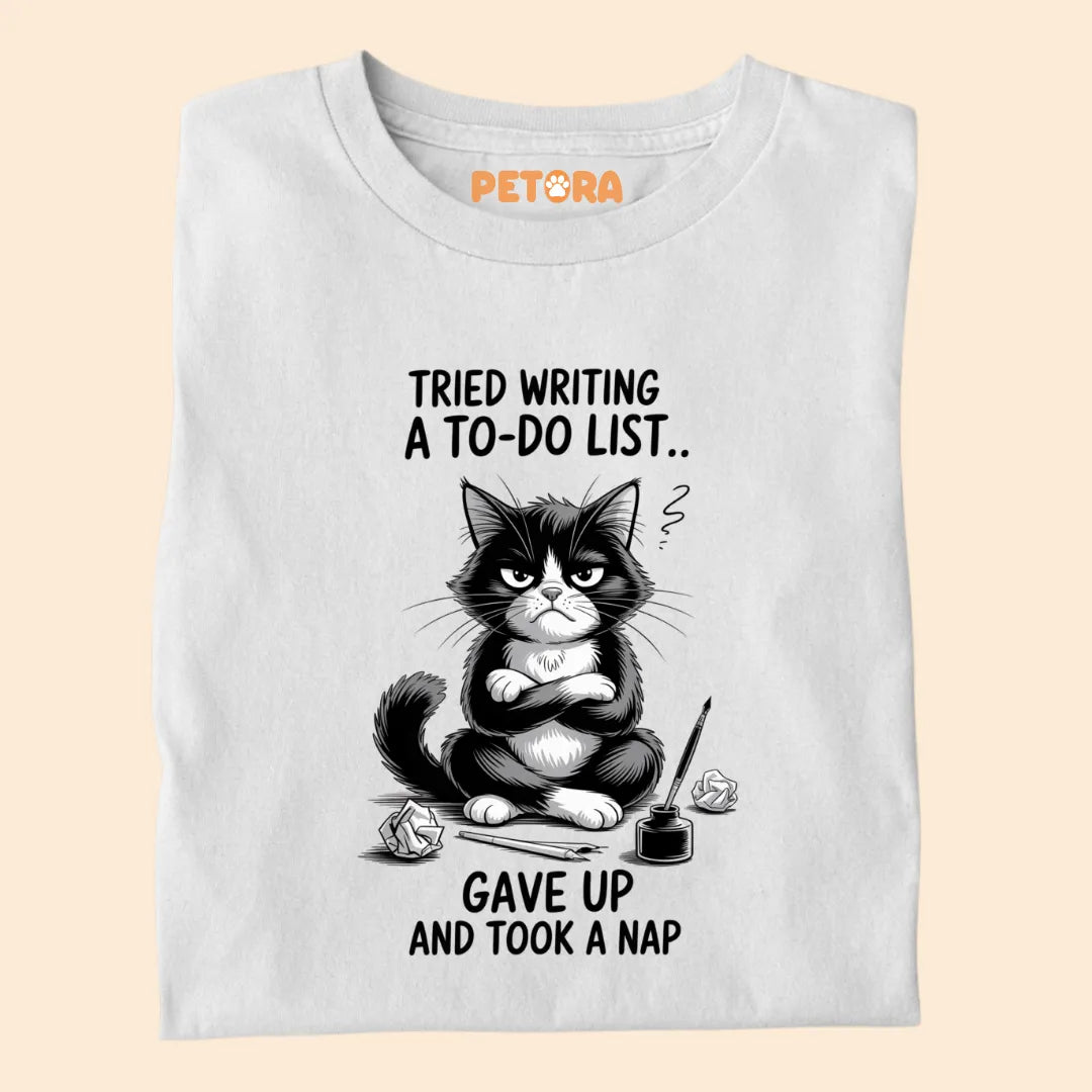 Tired Writing a To-do List Funny Cat Premium T-shirt