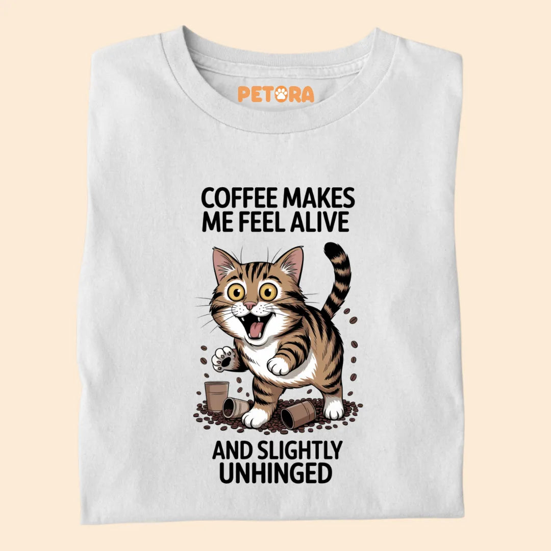 Coffee Makes Me Feel Alive Premium T-shirt For Cat Lovers