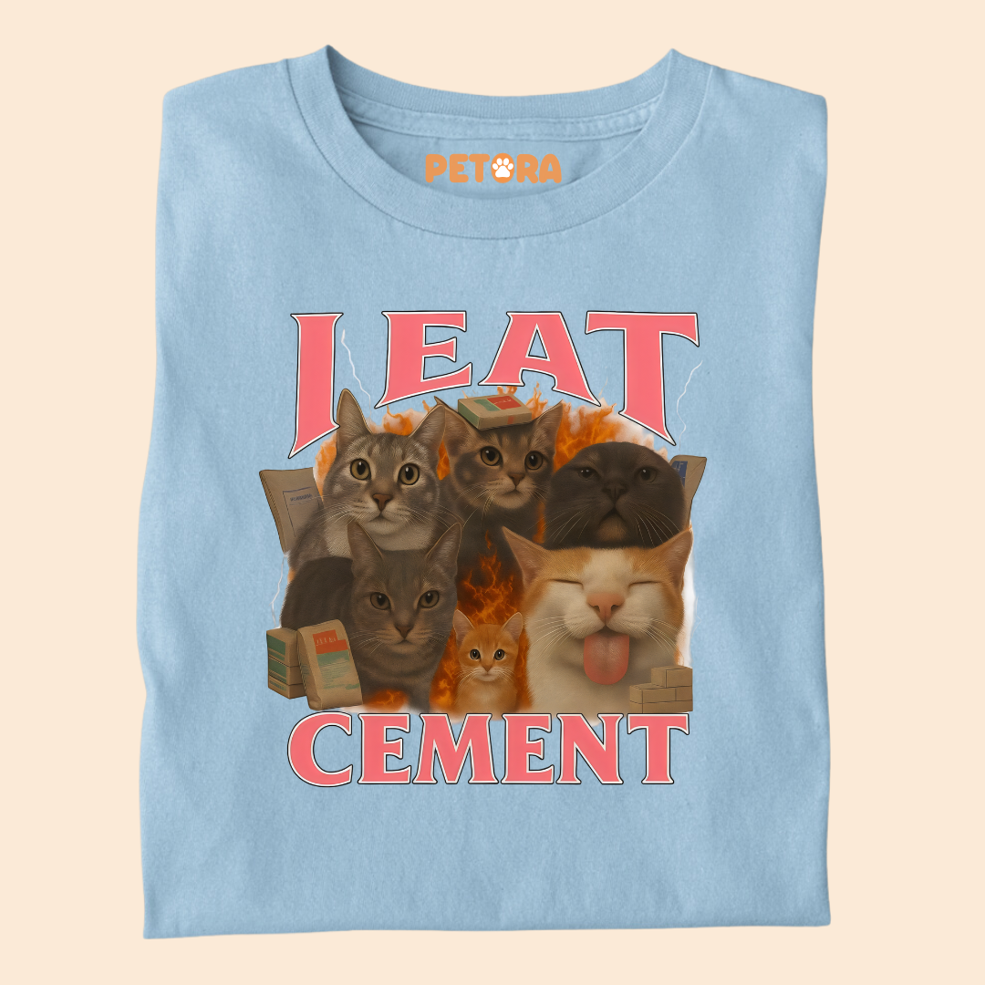 I Eat Cement Cat Meme Premium T-shirt for Pet Lovers