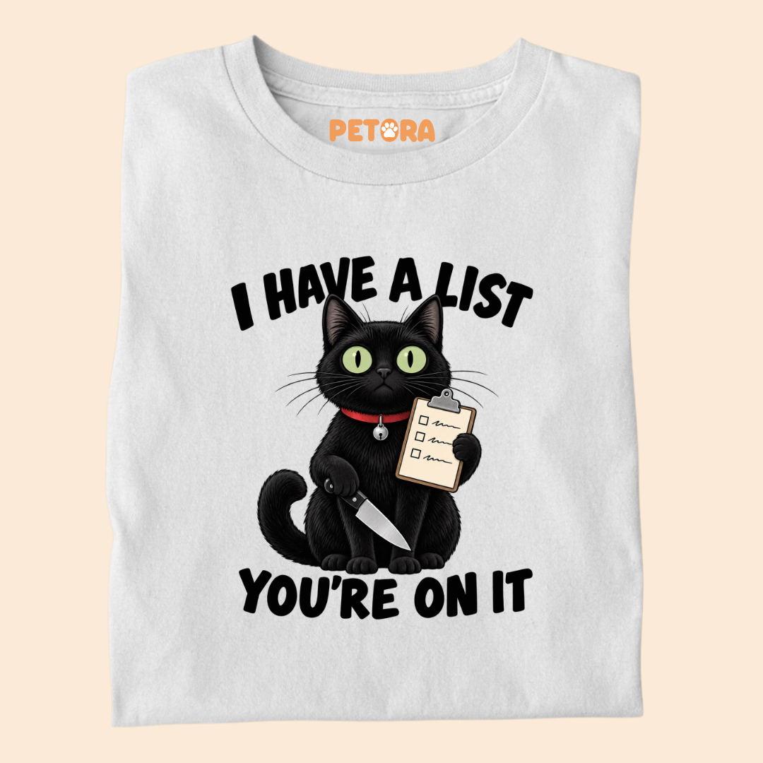 I Have A List You're On It Funny Black Cat T-Shirt