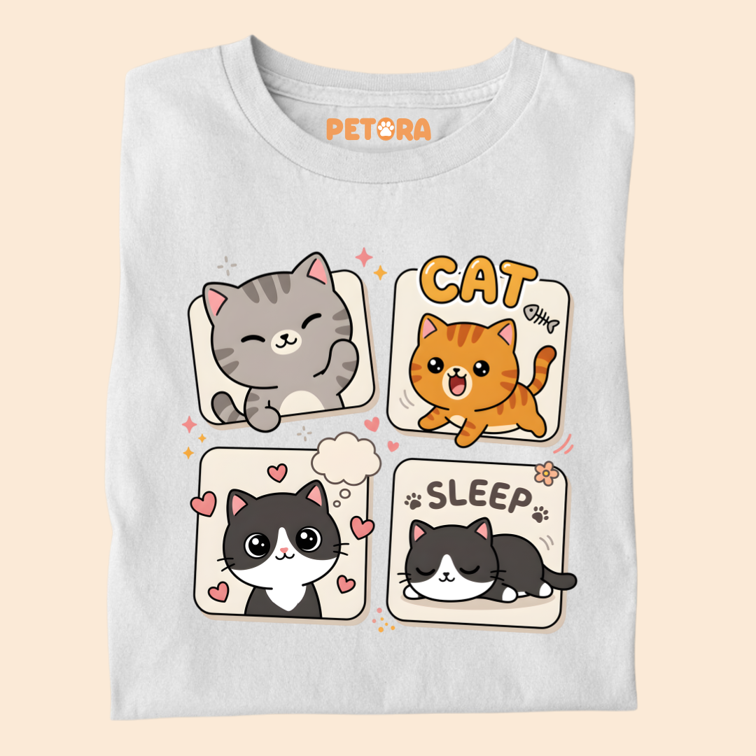 Cute Kawaii Cats Graphic T-Shirt
