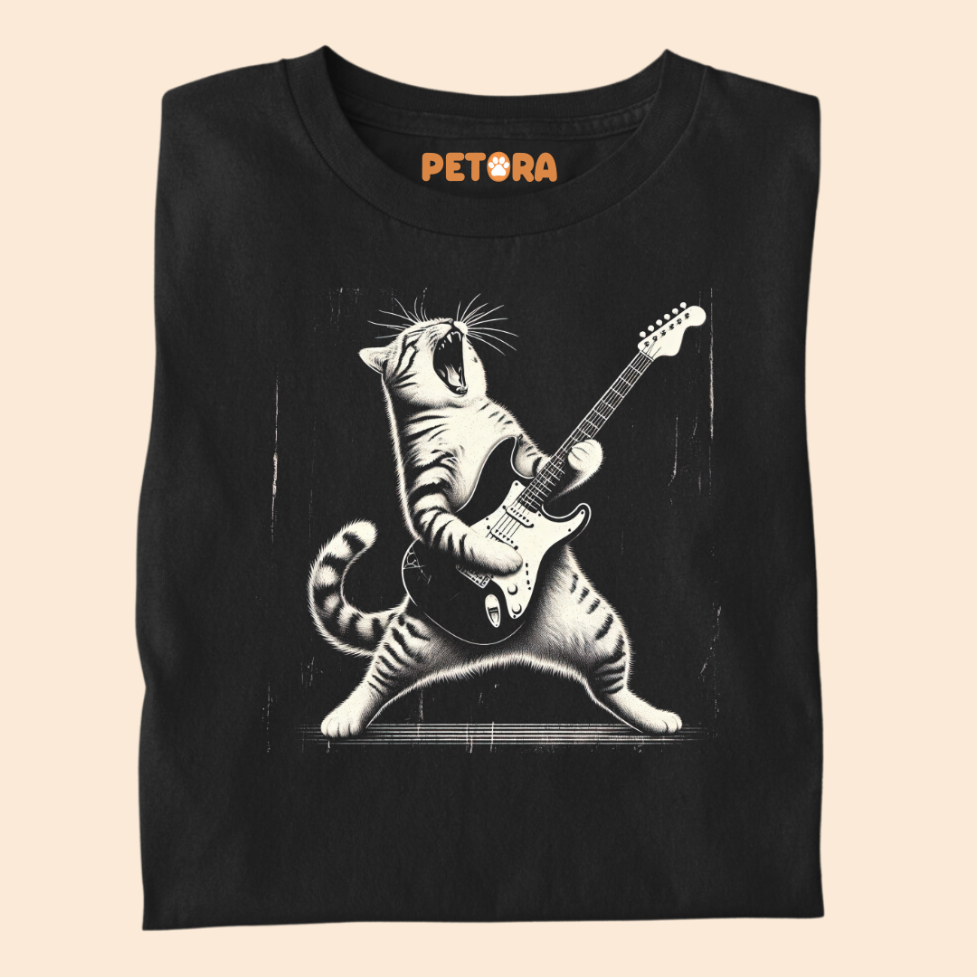 Rock Cat Playing Guitar Premium T-shirt for Pet Lovers
