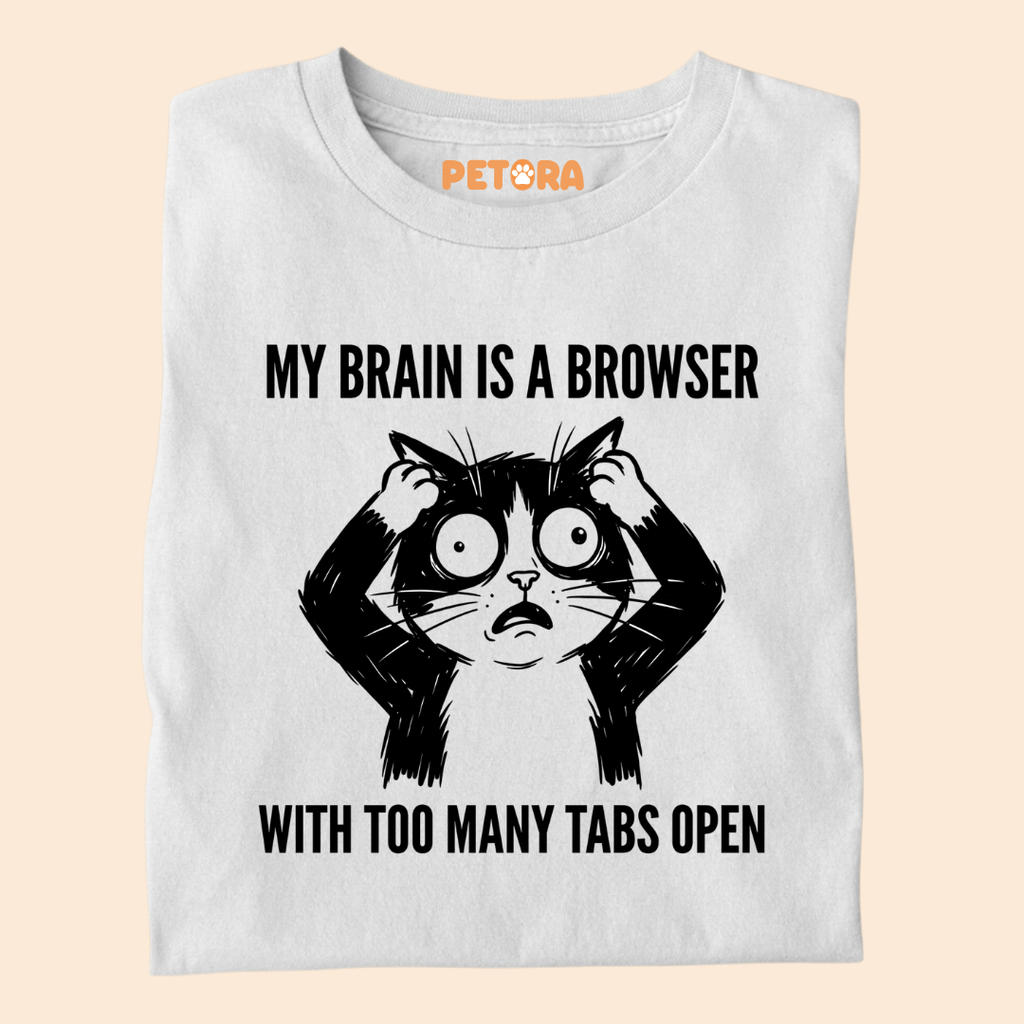 My Brain Is A Browser Funny Cat T-Shirt