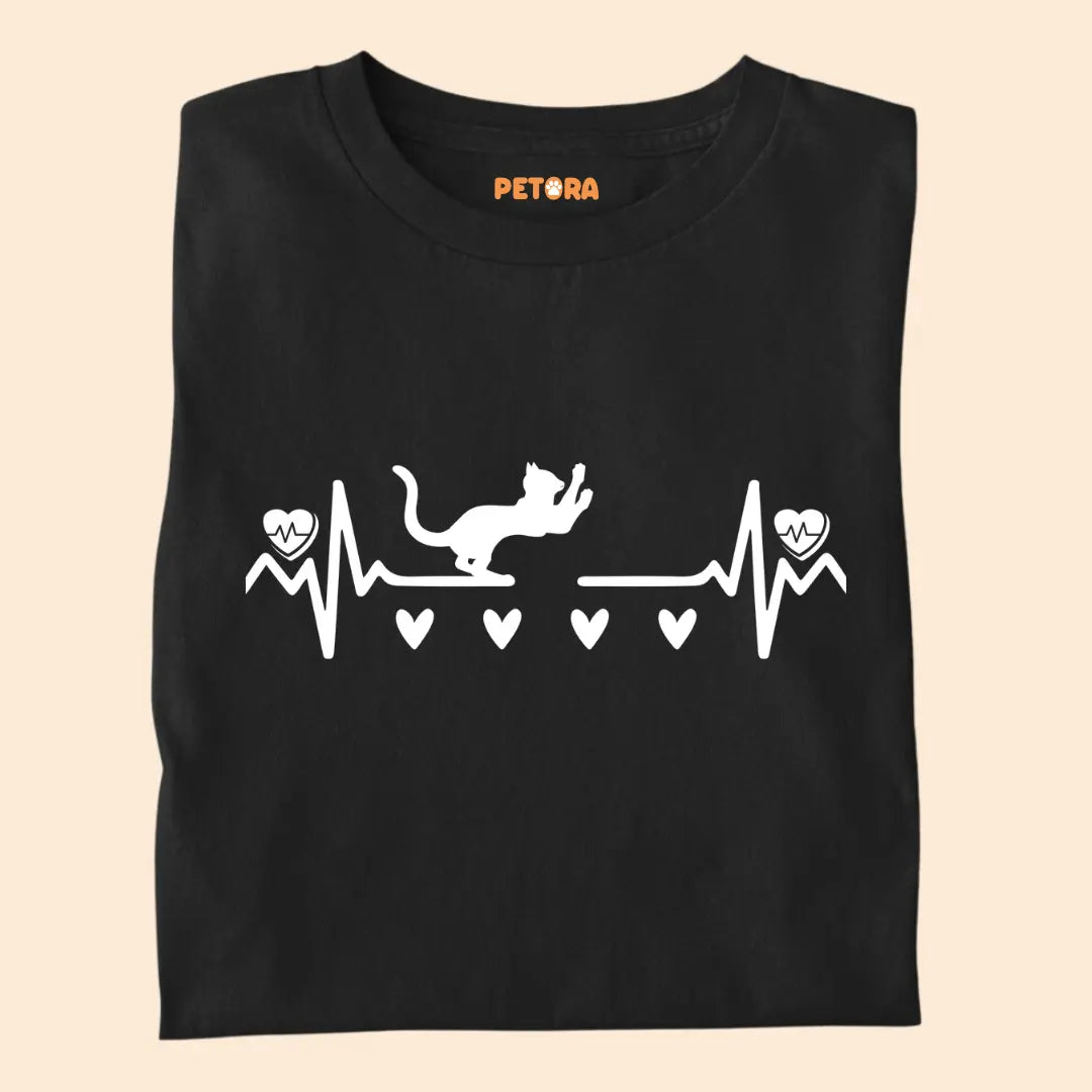 Heartbeat Cat Pulse - Premium Unisex T-Shirt for Cat Lovers