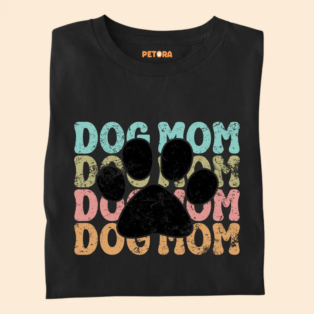 Dog Mom Retro Paw - Premium Unisex T-shirt for Pet Lovers