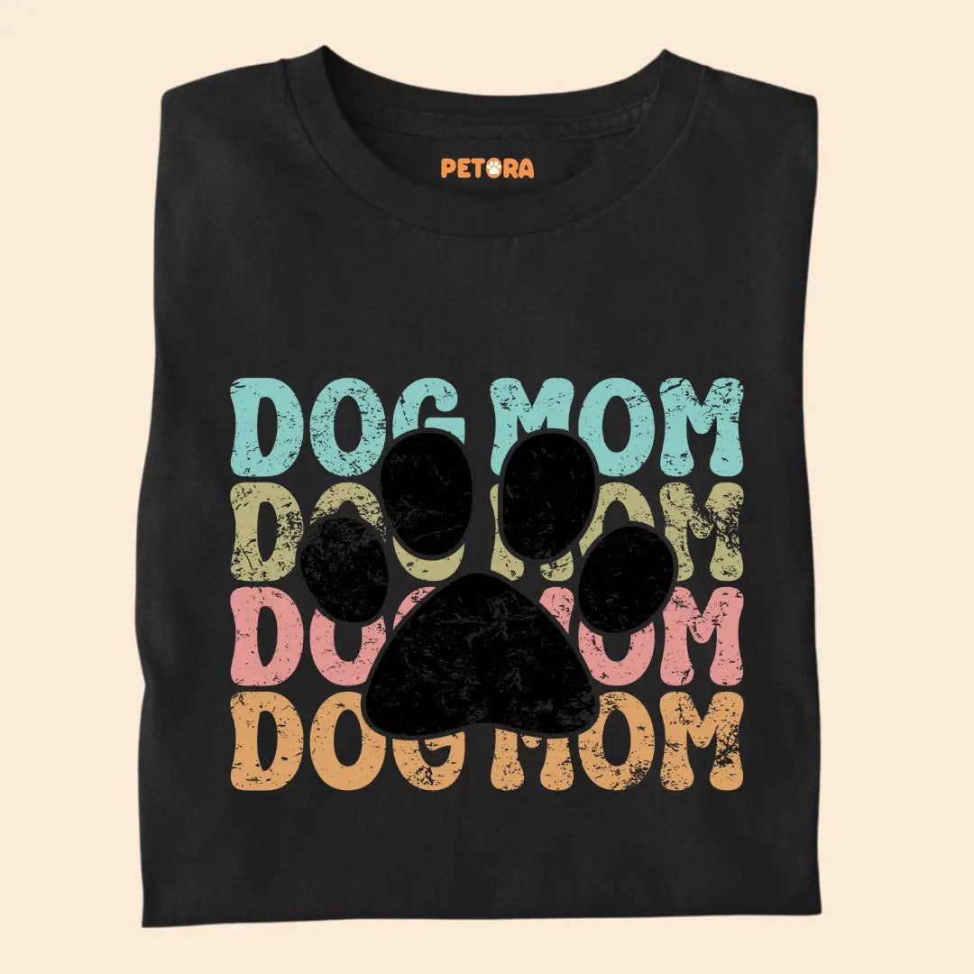 Dog Mom Retro Paw - Premium Unisex T-shirt for Pet Lovers