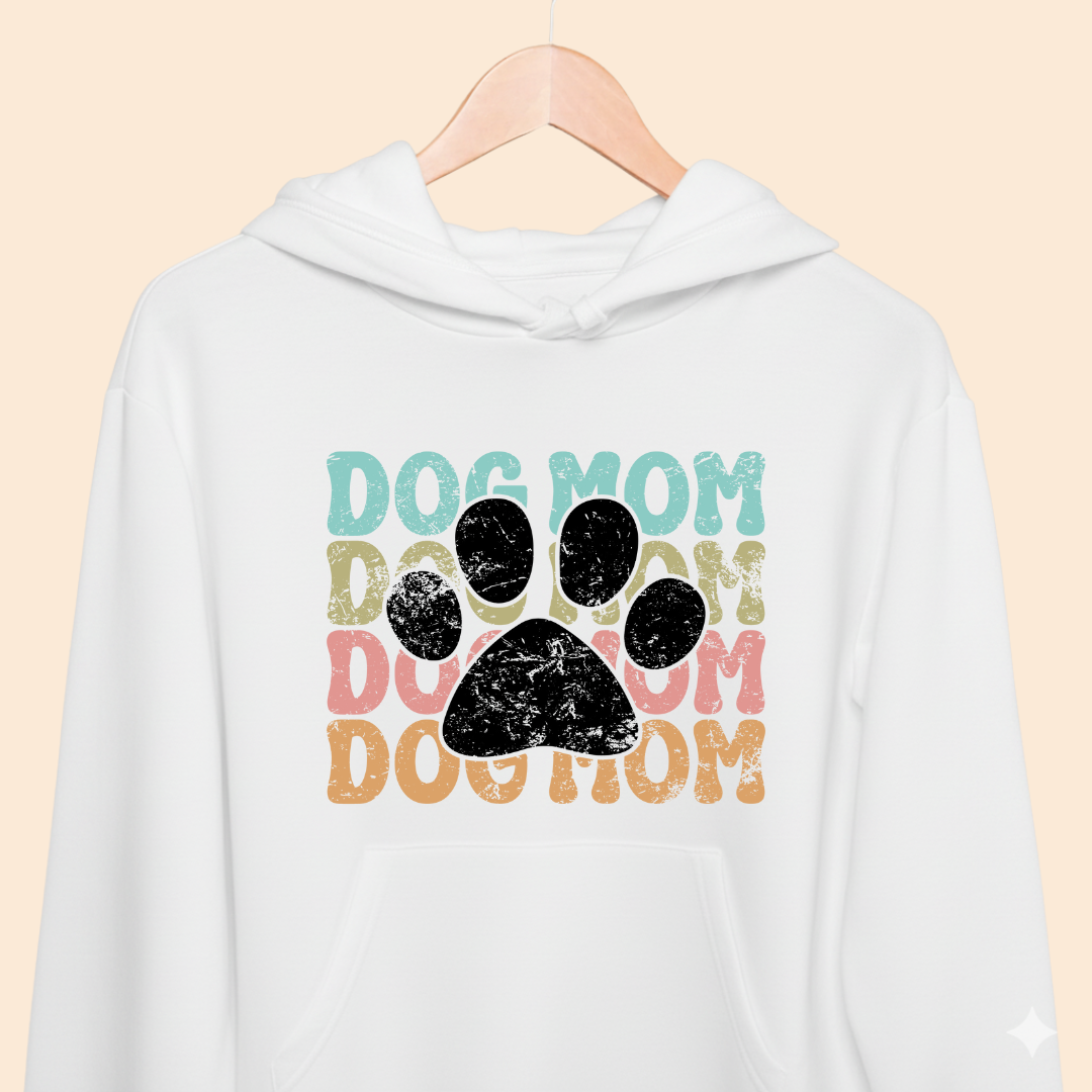 Dog Mom Retro Paw - Premium Unisex  Hoodie for Pet Lovers