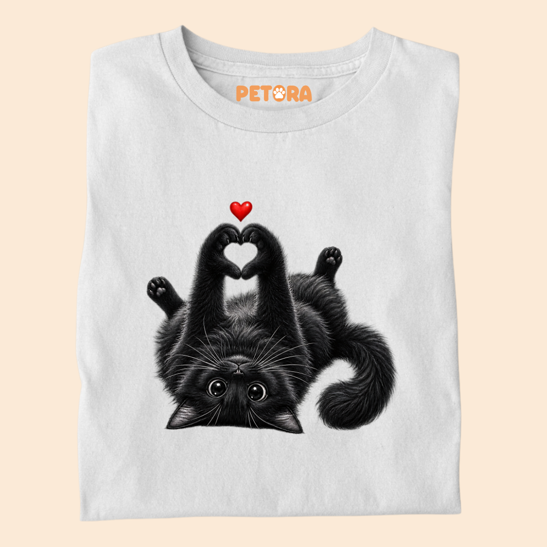 Heart Paw Black Cat T-Shirt