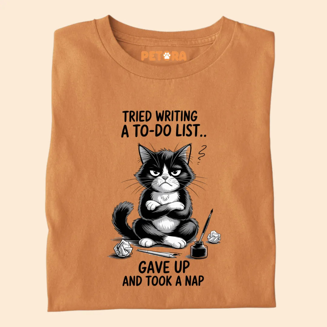 Tired Writing a To-do List Funny Cat Premium T-shirt