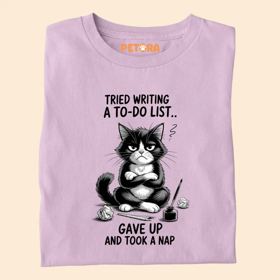 Tired Writing a To-do List Funny Cat Premium T-shirt