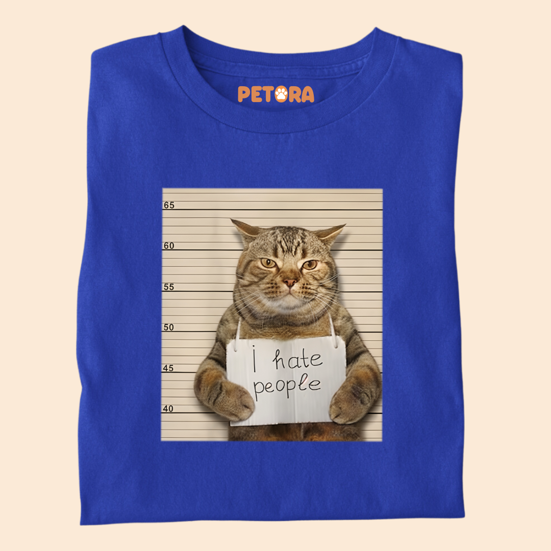 I Hate People Cat Meme Premium T-shirt for Pet Lovers