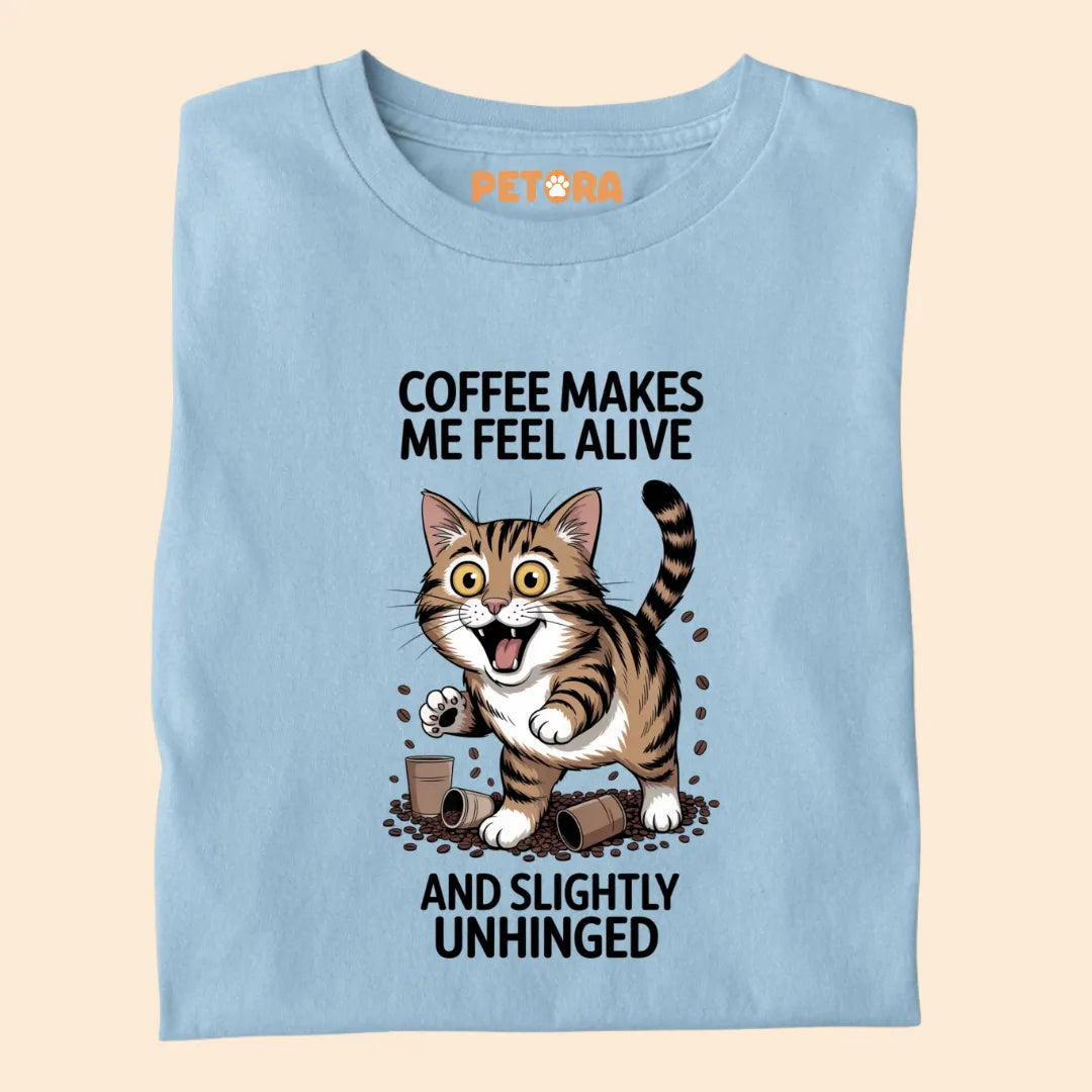 Coffee Makes Me Feel Alive Premium T-shirt For Cat Lovers