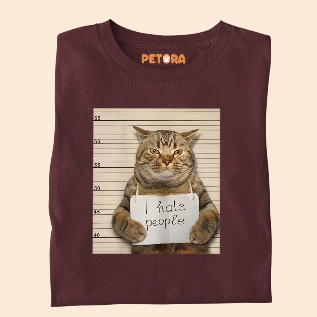 I Hate People Cat Meme Premium T-shirt for Pet Lovers