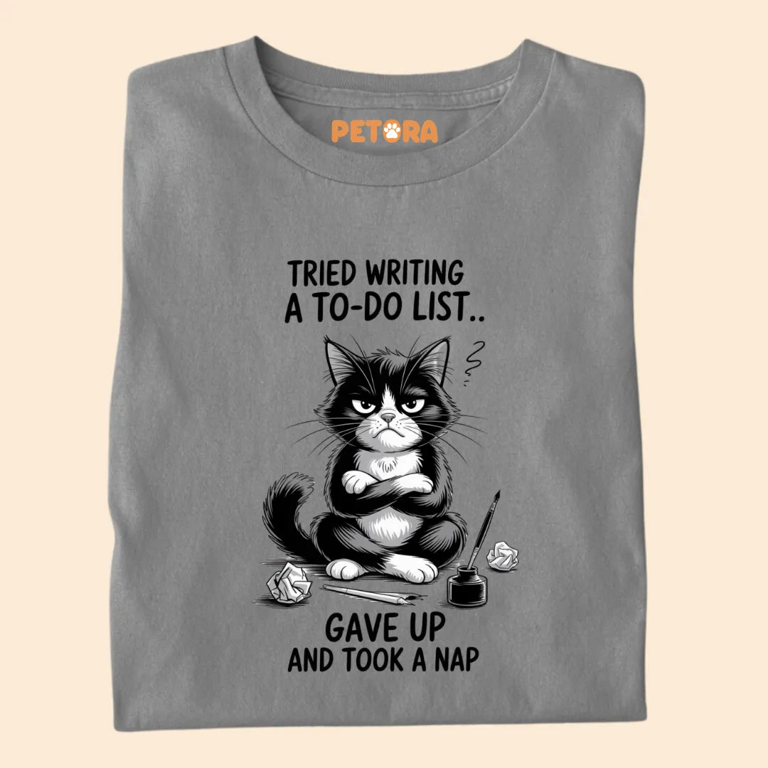 Tired Writing a To-do List Funny Cat Premium T-shirt