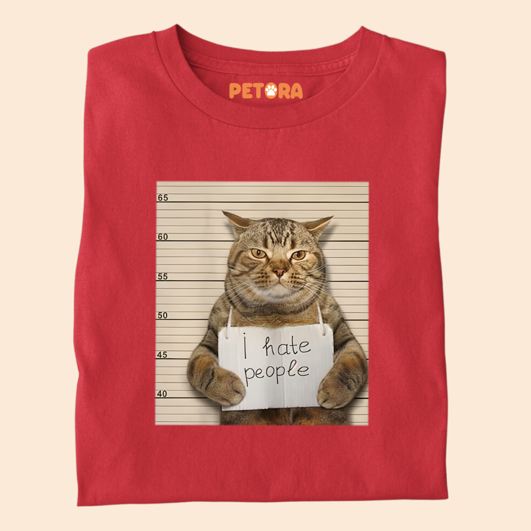 I Hate People Cat Meme Premium T-shirt for Pet Lovers