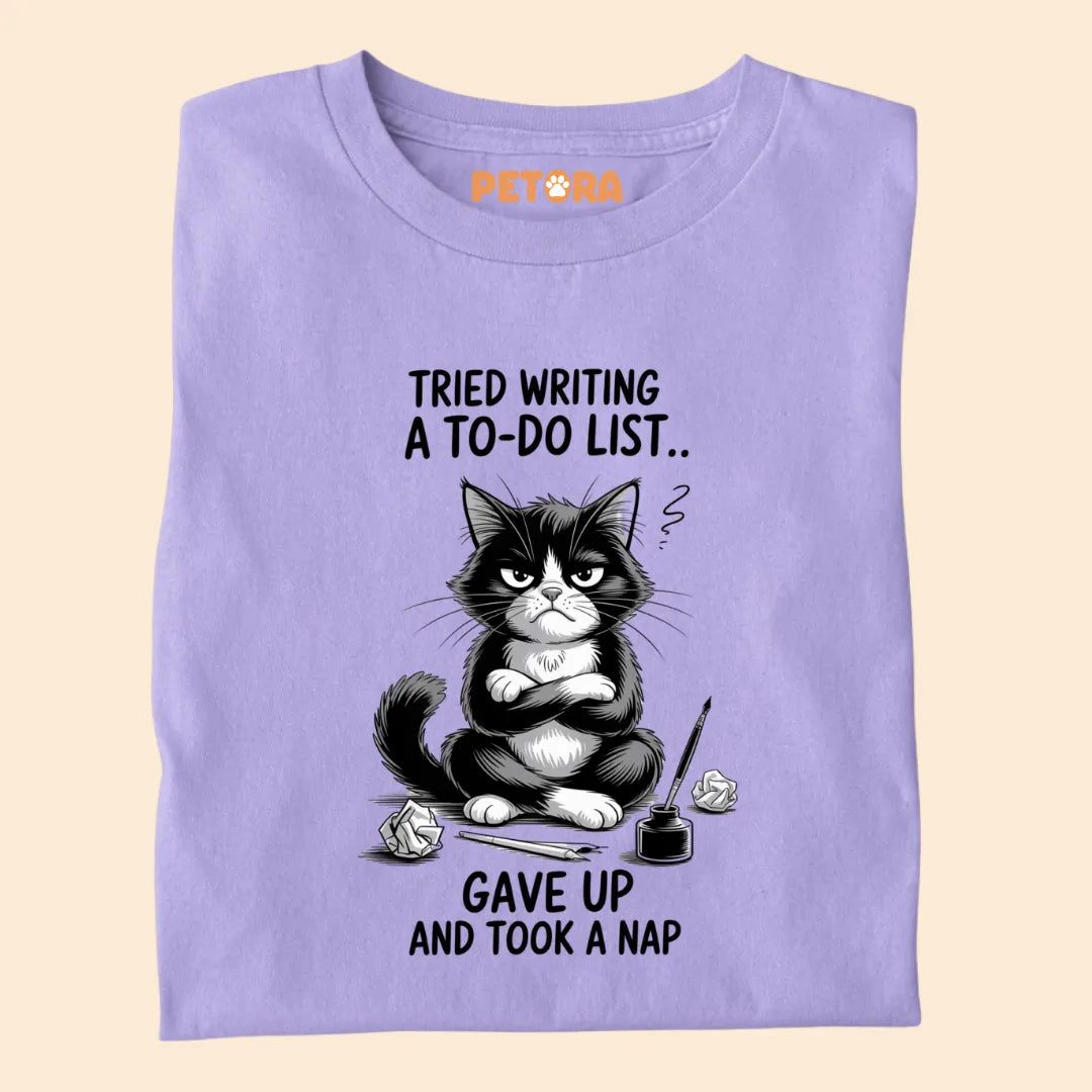 Tired Writing a To-do List Funny Cat Premium T-shirt